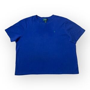 Lauren Ralph Women's T-Shirt Plus Size Short Sleeve Cotton Blue SZ 3X
